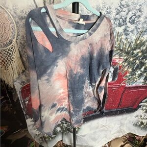 Tie-Dye Long Sleeve Top by Dance & Marvel, distressed & tattered Size Medium